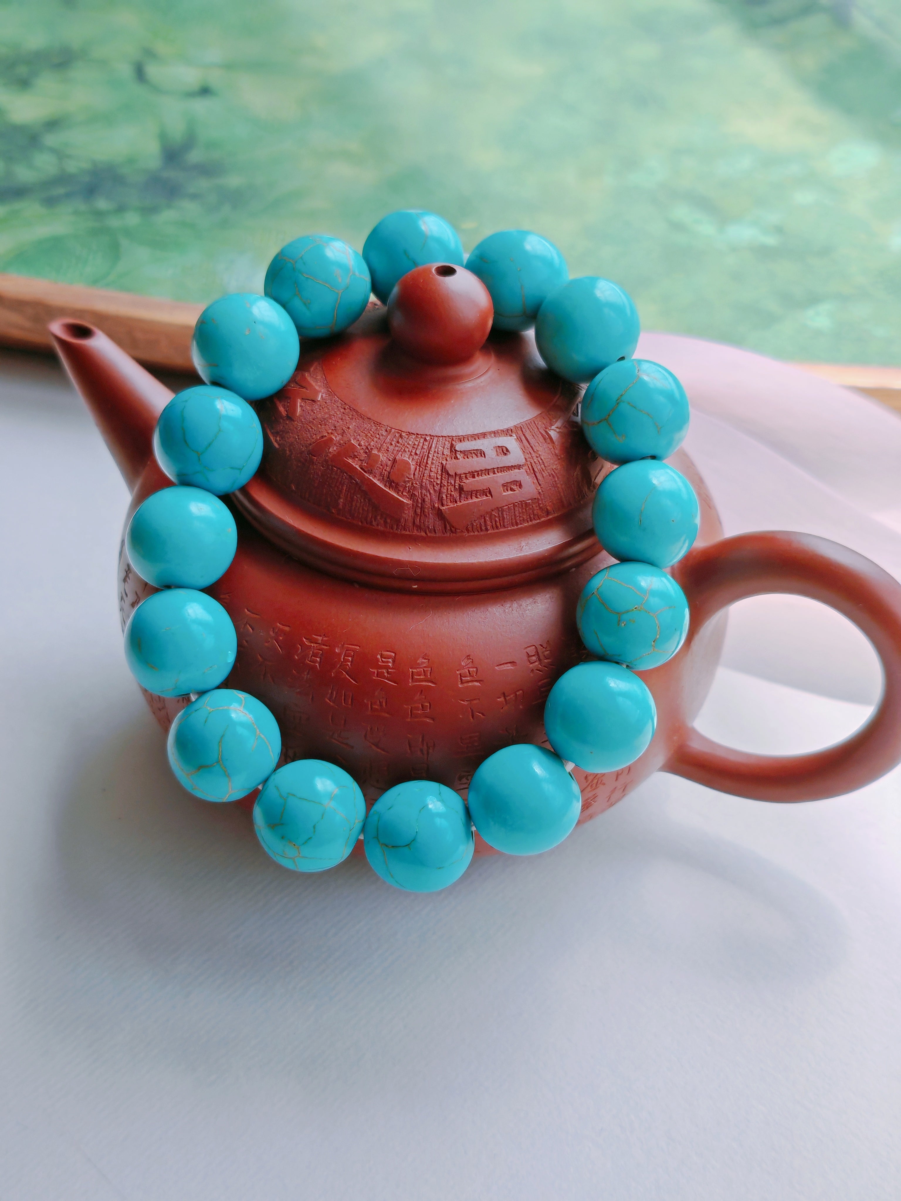 Turquoise Stone Bracelet- Natural Gemstone outlet Healing Inner Peace Balance Bracelet